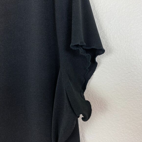 Susan Lawrence Top Women's Size 2X Black Stretchy V-Neck Scalloped Hem - Picture 3 of 5